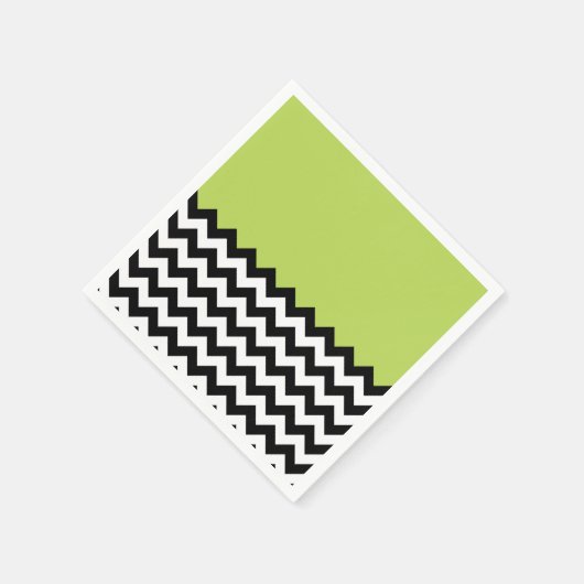 Serviette En Papier Motif Zigzag noir et blanc, Chevron, Vert (Coin)