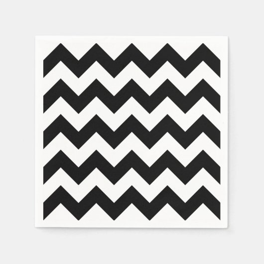 Serviette En Papier Motif Zigzag noir et blanc, Motif Chevron (Devant)