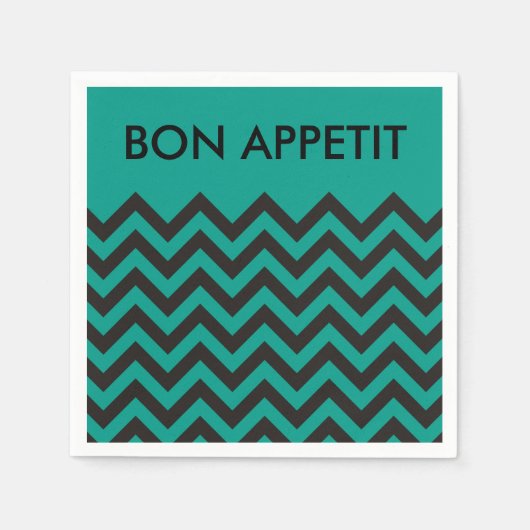 Serviette En Papier Motif ZIGZAG - noir + votre arrière - plan & texte (Devant)