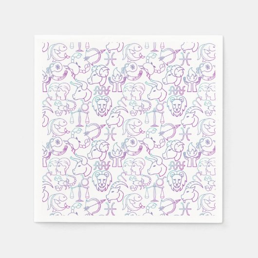 Serviette En Papier Motif zodiaque. GBG blanc x4.b lumineux (Devant)