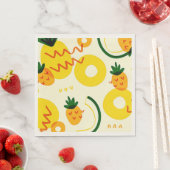 Serviette En Papier Motifs de fruits : ananas, orange et citron (En situation)