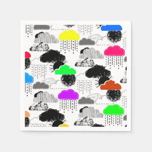 Serviette En Papier Motifs de nuages colorés mignons