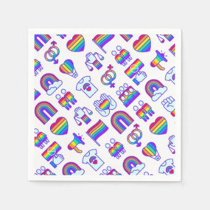 Serviette En Papier Motifs d'icônes arc-en-ciel colorées