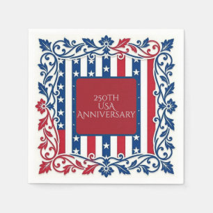 Serviette En Papier Motifs floraux rouges bleus blancs pour le 250e an