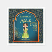 Serviette En Papier Motifs indiens Mehndi design turquoise vert (Devant)