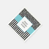 Serviette En Papier Motifs Whimsical noir et blanc avec Aqua (Coin)