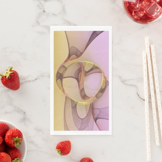 Serviette En Papier Motions Abstraites Art moderne rose or fractal (En situation)