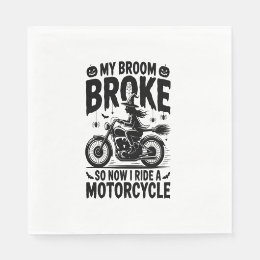 Serviette En Papier Moto à cheval sorcière Halloween (Devant)