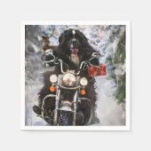 Serviette En Papier Moto à chiens de Terre-Neuve Noël (Devant)