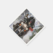 Serviette En Papier Moto à chiens de Terre-Neuve Noël (Coin)