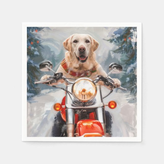 Serviette En Papier Moto à chiens Labrador Noël (Devant)