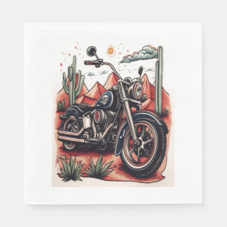 Serviette En Papier Moto dans le désert Cactus Western Set