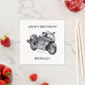Serviette En Papier Moto gris Anniversaire (En situation)