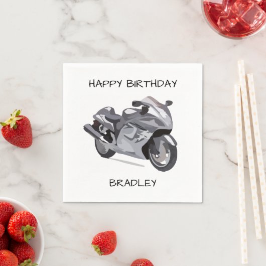 Serviette En Papier Moto gris Anniversaire (En situation)