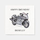Serviette En Papier Moto gris Anniversaire (Devant)
