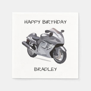 Serviette En Papier Moto gris Anniversaire