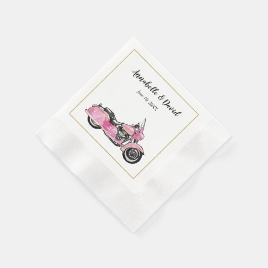 Serviette En Papier Moto rose Monogram Napkin (Coin)