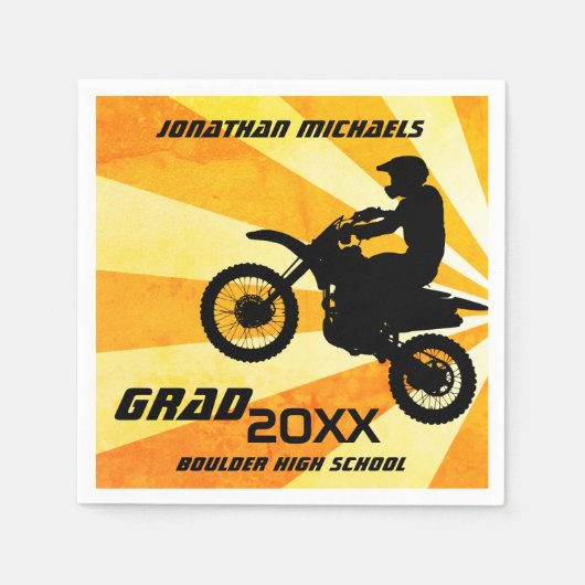 Serviette En Papier Motocross Retro Sunburst Graduation en VTT (Devant)