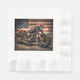 Serviette En Papier Motocyclette Drapeau USA Rétro Biker