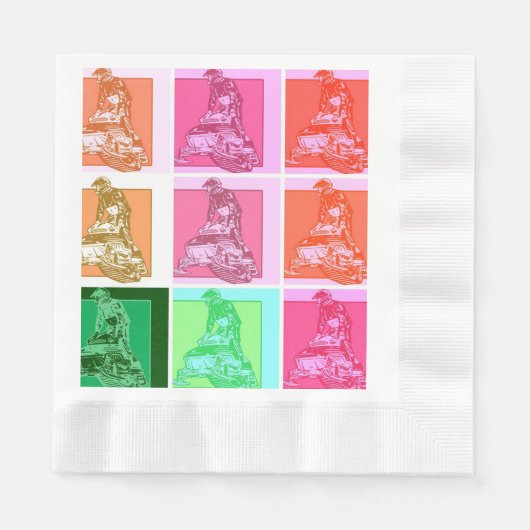 Serviette En Papier Motoneige Pop Art cool (Devant)