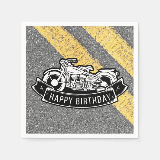 Serviette En Papier Motorcycle Biker Bonne fête d'anniversaire service (Devant)