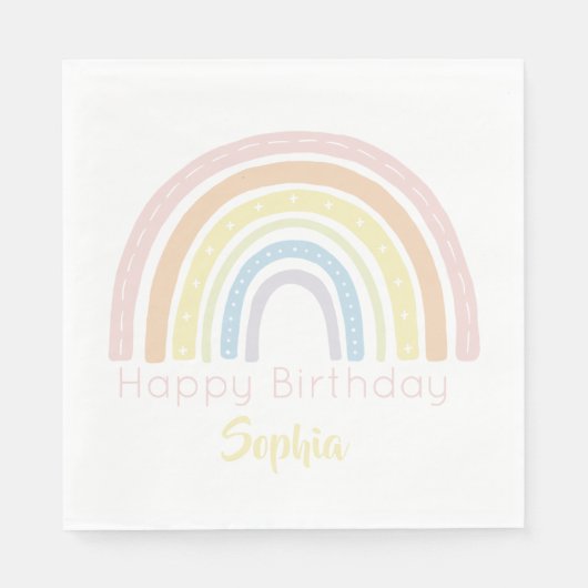 Serviette En Papier Mots clés Pastel Boho Rainbow Favoriser (Devant)