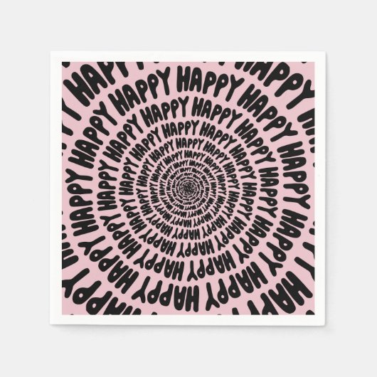 Serviette En Papier Mots joyeux police spirale cercles concentriques r (Devant)