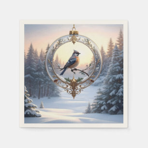 Serviette En Papier Mouchoir en papier Oiseau dans un Ornement de Noël