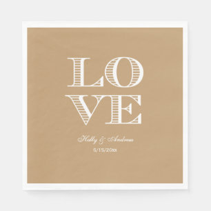 Serviette En Papier Mouchoirs Camel Tan, LOVE Blanc