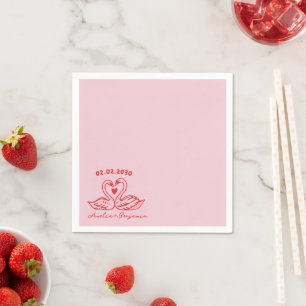 Serviette En Papier Mouchoirs de cocktail Mariage Cygnes Oiseaux de l'