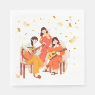 Serviette En Papier Mouchoirs de fête illustrés Cozy Music & Friends