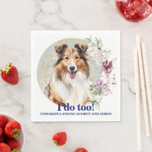 Serviette En Papier Mouchoirs de mariage avec photo de chiens Shetland
