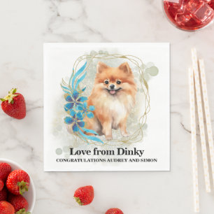Serviette En Papier Mouchoirs de mariage Pomeranian avec photo de chie