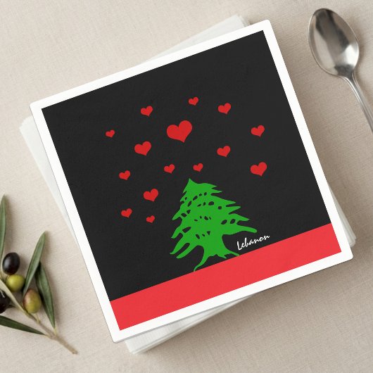 Serviette En Papier Mouchoirs en papier Cœurs du Liban, Amour drapeau