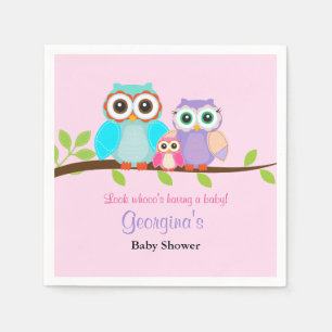 Serviette En Papier Mouchoirs pour Baby Shower Fille Chouette Mignonne