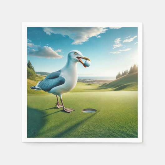 Serviette En Papier Mouette avec balle de golf (Devant)