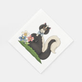 Serviette En Papier Moufette avec fleurs (Coin)