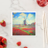 Serviette En Papier Moulin à vin Monet Tulips (En situation)