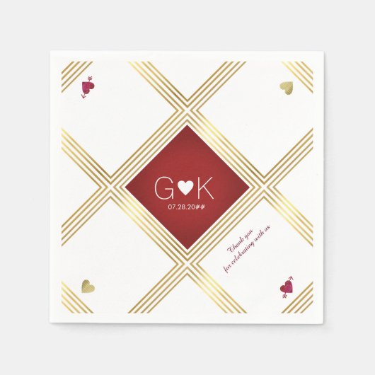 Serviette En Papier mound geometric lines witred monogram wedding (Devant)