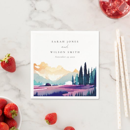 Serviette En Papier Mountain Country Lilac Fields Mariage paysager (En situation)