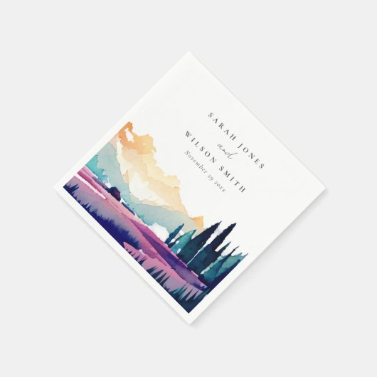 Serviette En Papier Mountain Country Lilac Fields Mariage paysager (Coin)