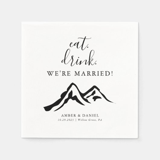Serviette En Papier Mountain Eat Drink Nous sommes mariés Mariage (Devant)