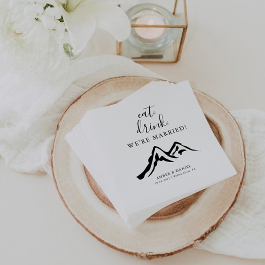 Serviette En Papier Mountain Eat Drink Nous sommes mariés Mariage