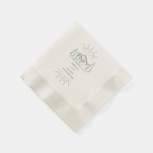 Serviette En Papier Mountain Line Art Emerald Mariage (Coin)