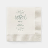 Serviette En Papier Mountain Line Art Emerald Mariage (Devant)