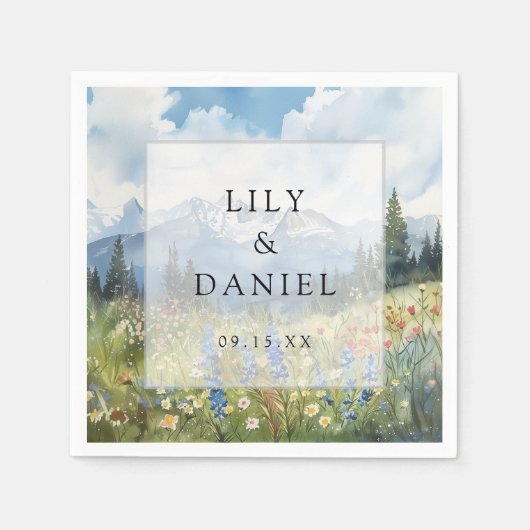 Serviette En Papier Mountain Wildflower Floral Meadow Wedding (Devant)