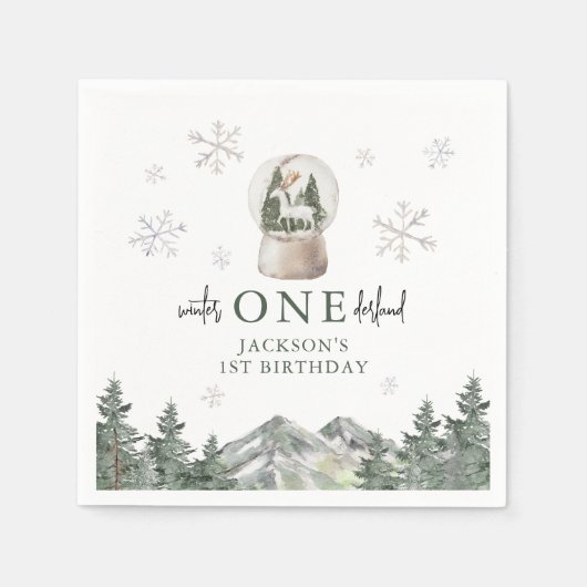 Serviette En Papier Mountain Winter Onederland 1ère fête d'anniversair (Devant)