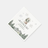 Serviette En Papier Mountain Winter Onederland 1ère fête d'anniversair (Coin)