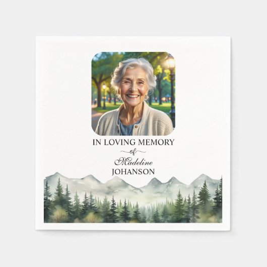 Serviette En Papier Mountains and Trees Celebration Of Life Funeral (Devant)