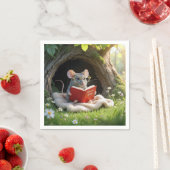 Serviette En Papier Mouse Reading a Red Book On a Blanket (En situation)